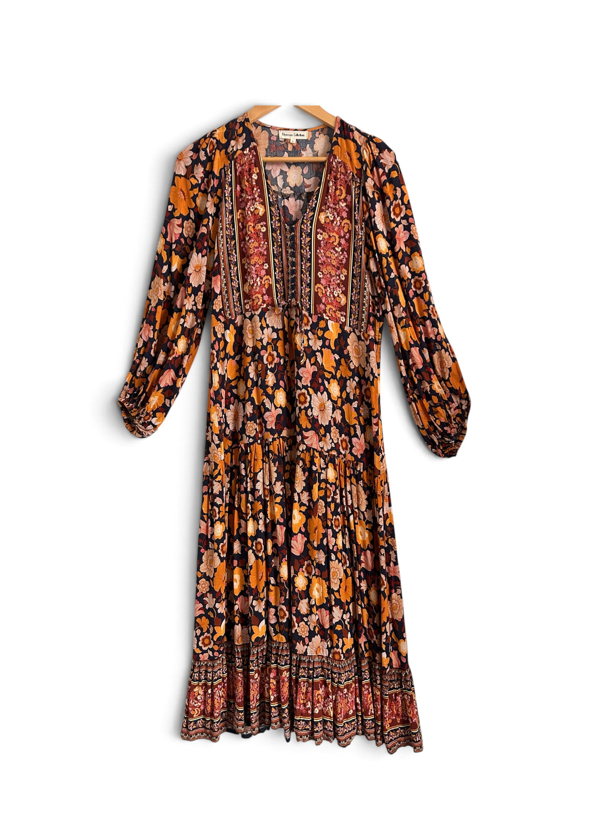 Shareen Collections Floral Bohemian Maxi Dress Size 6 - Preowned