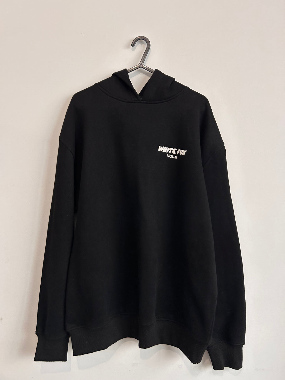 White Fox Black Hoodie S/M