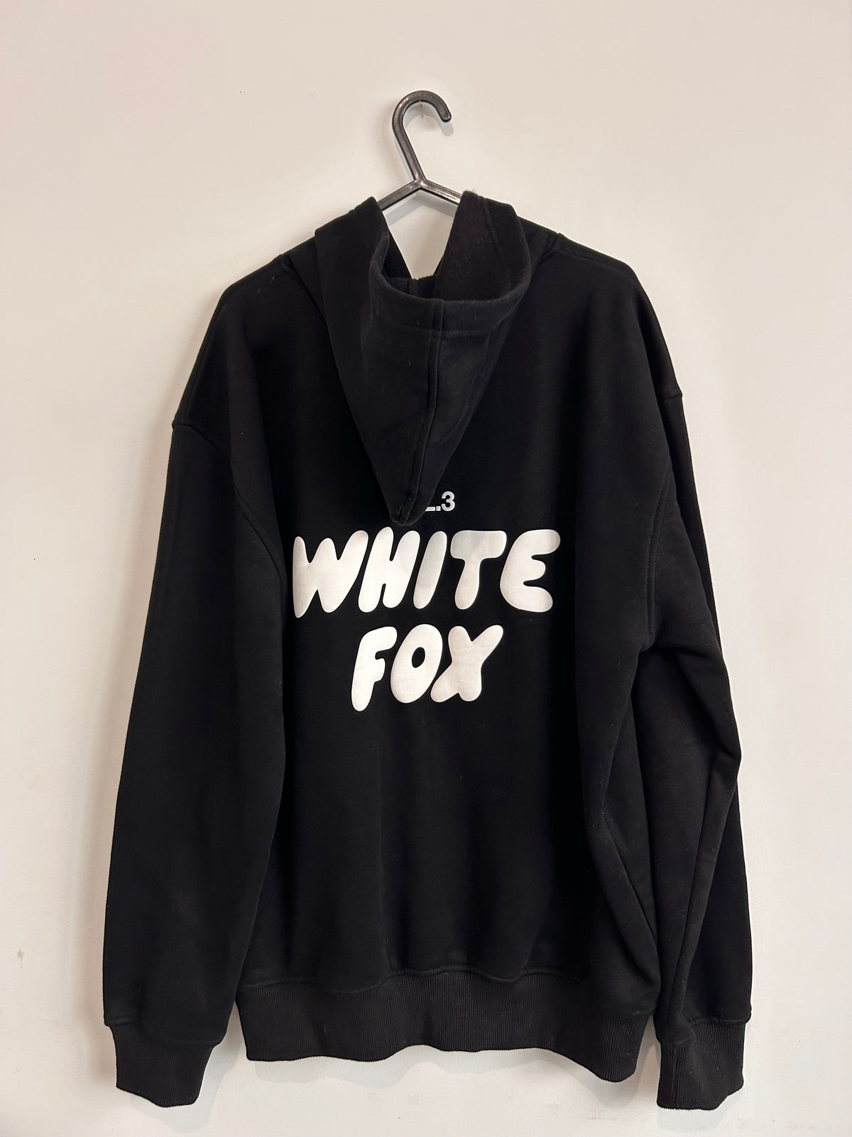White Fox Black Hoodie S/M