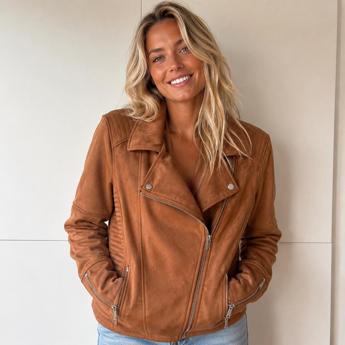 Rivers Tan Biker Style Jacket Women’s Size 18 - Preowned