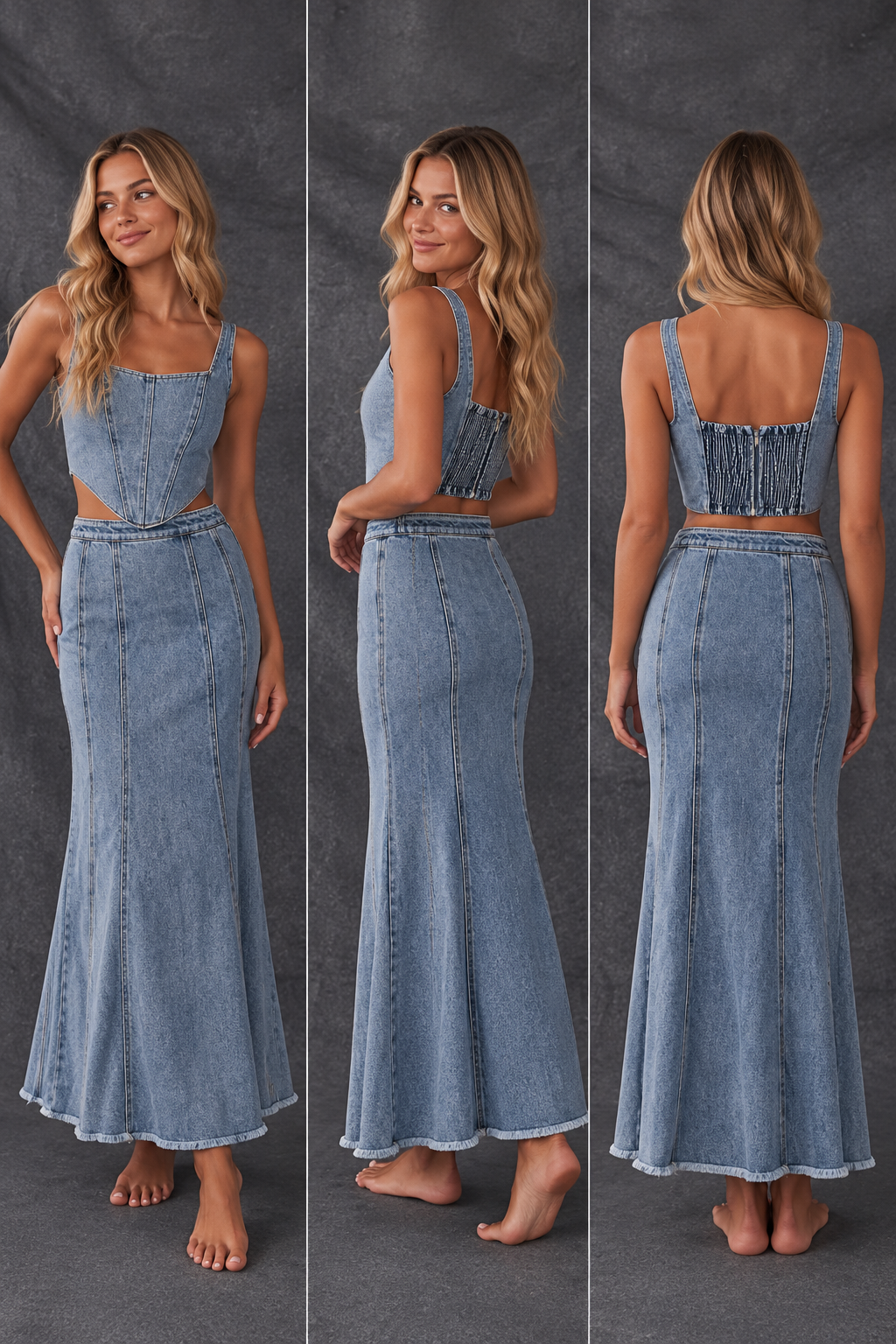 Ghanda Blue Denim maxi skirt