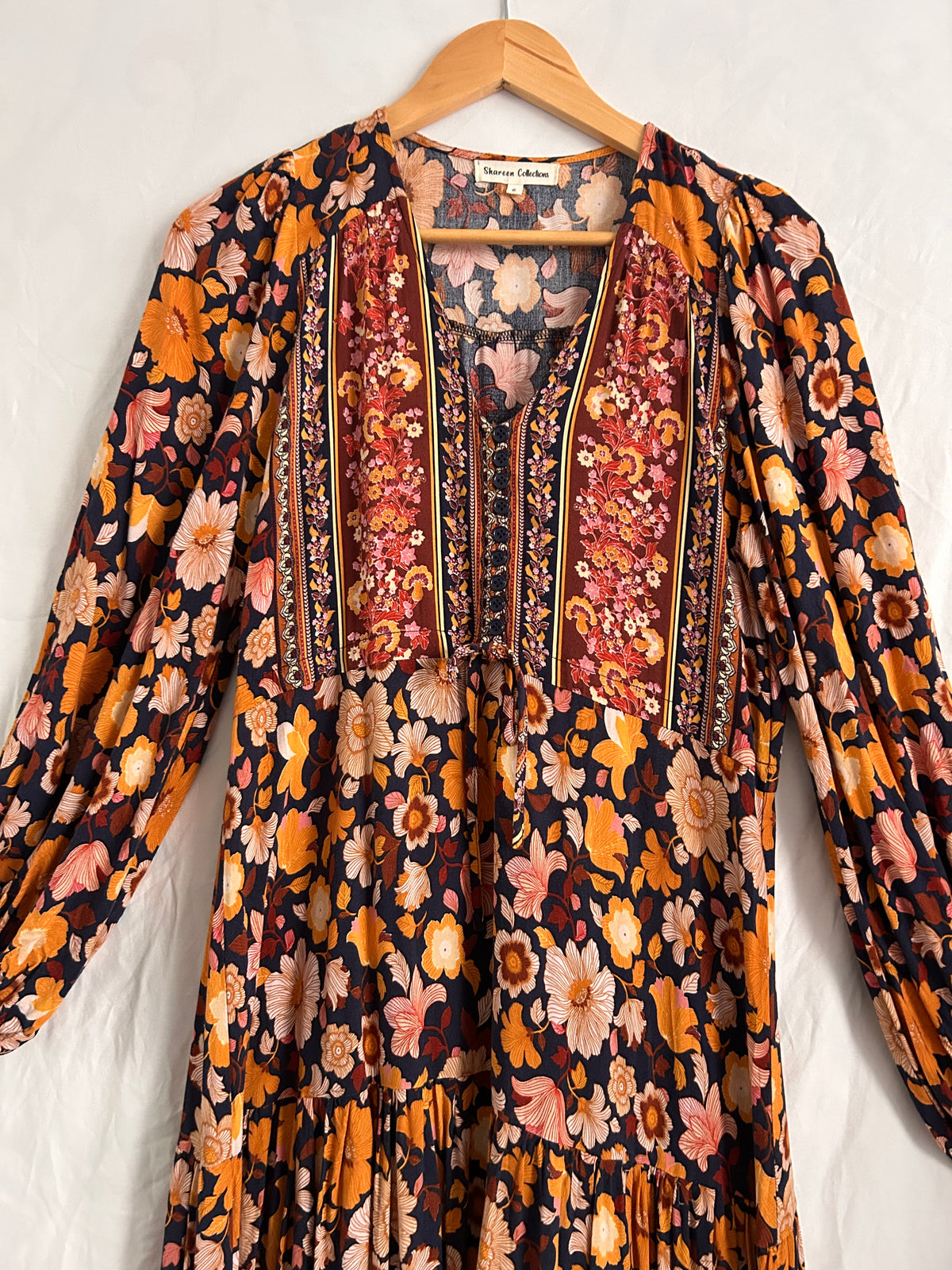 Shareen Collections Floral Bohemian Maxi Dress Size 6 - Preowned