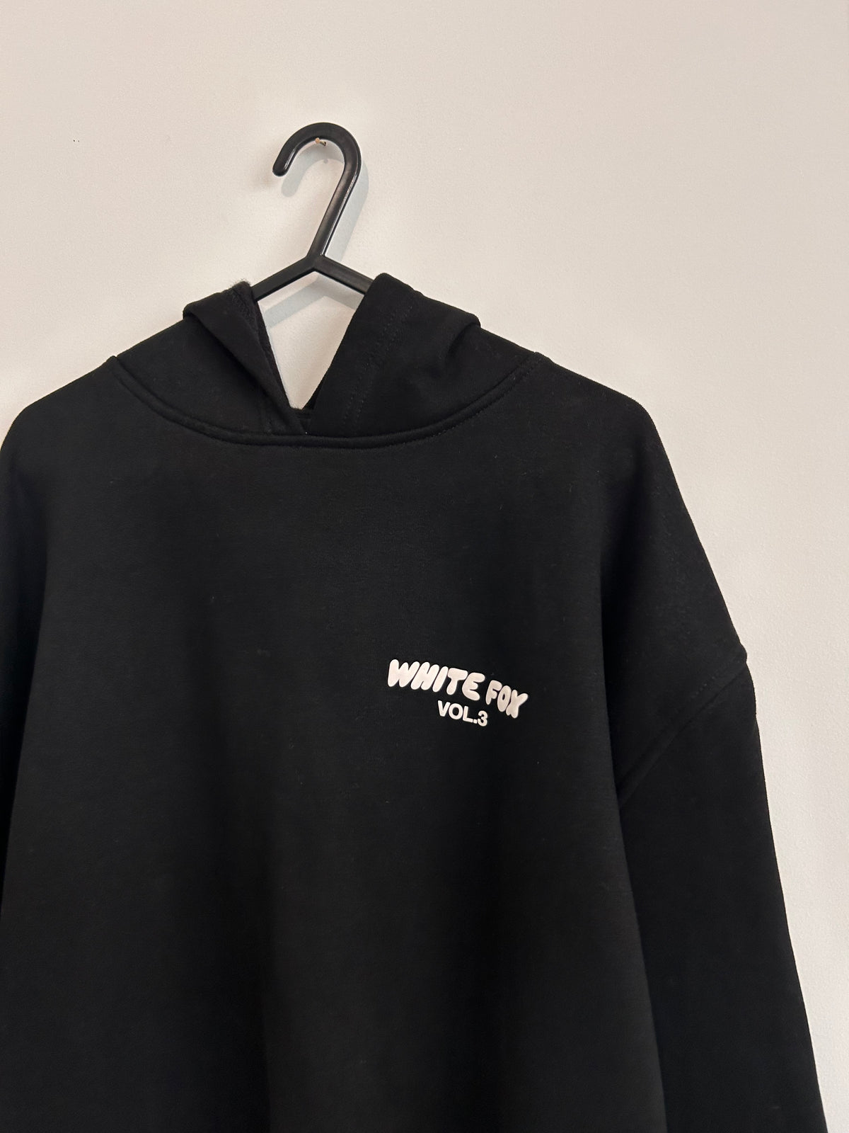White Fox Black Hoodie S/M